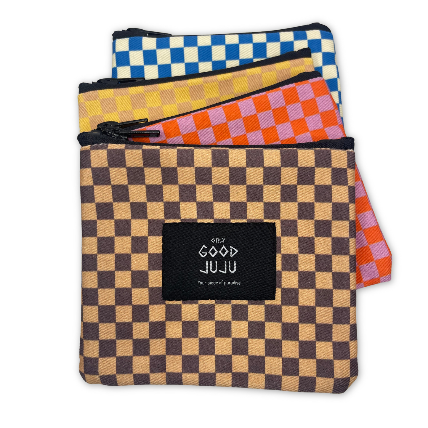 Brown Checkered Coin Bag