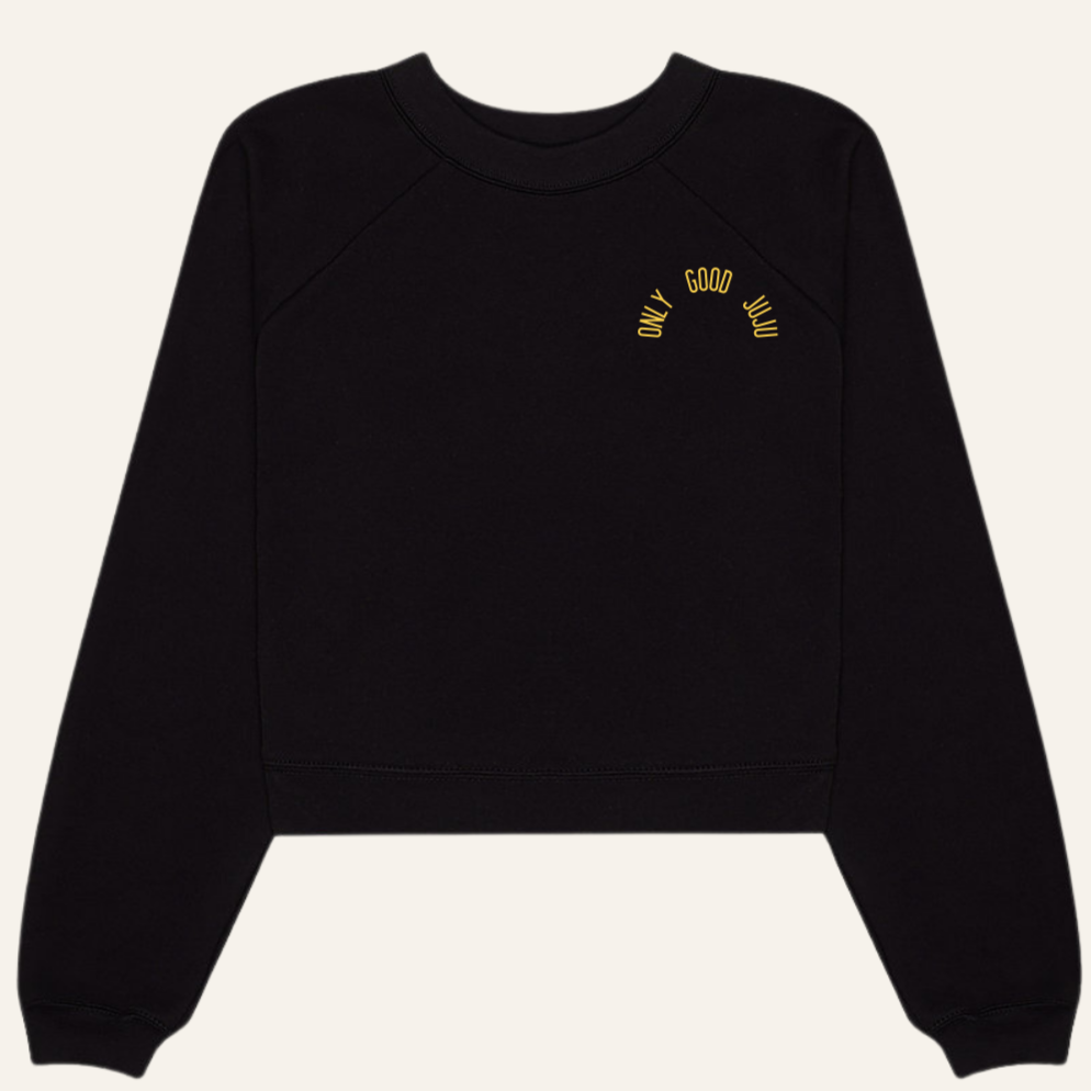 Black cropped sweater with Yellow logo