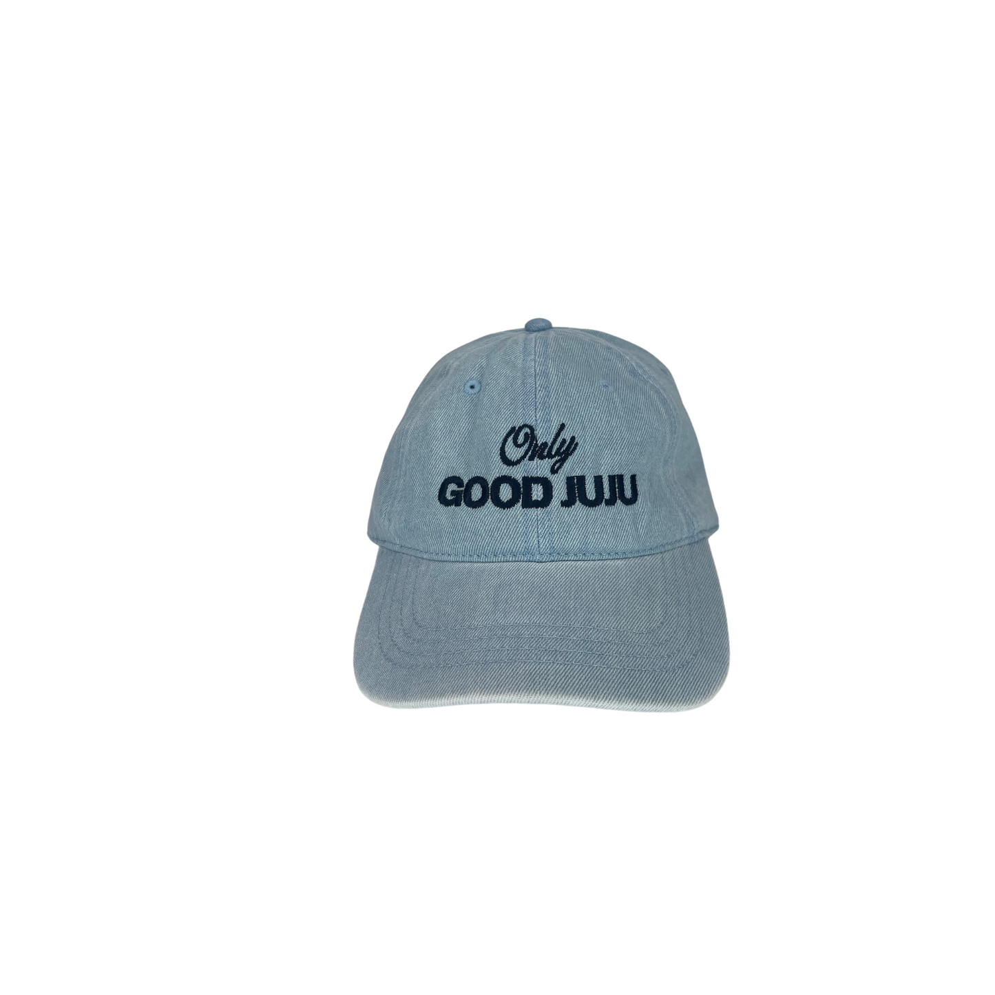 Dad Hat - Black Embroidery and Distressed Jean