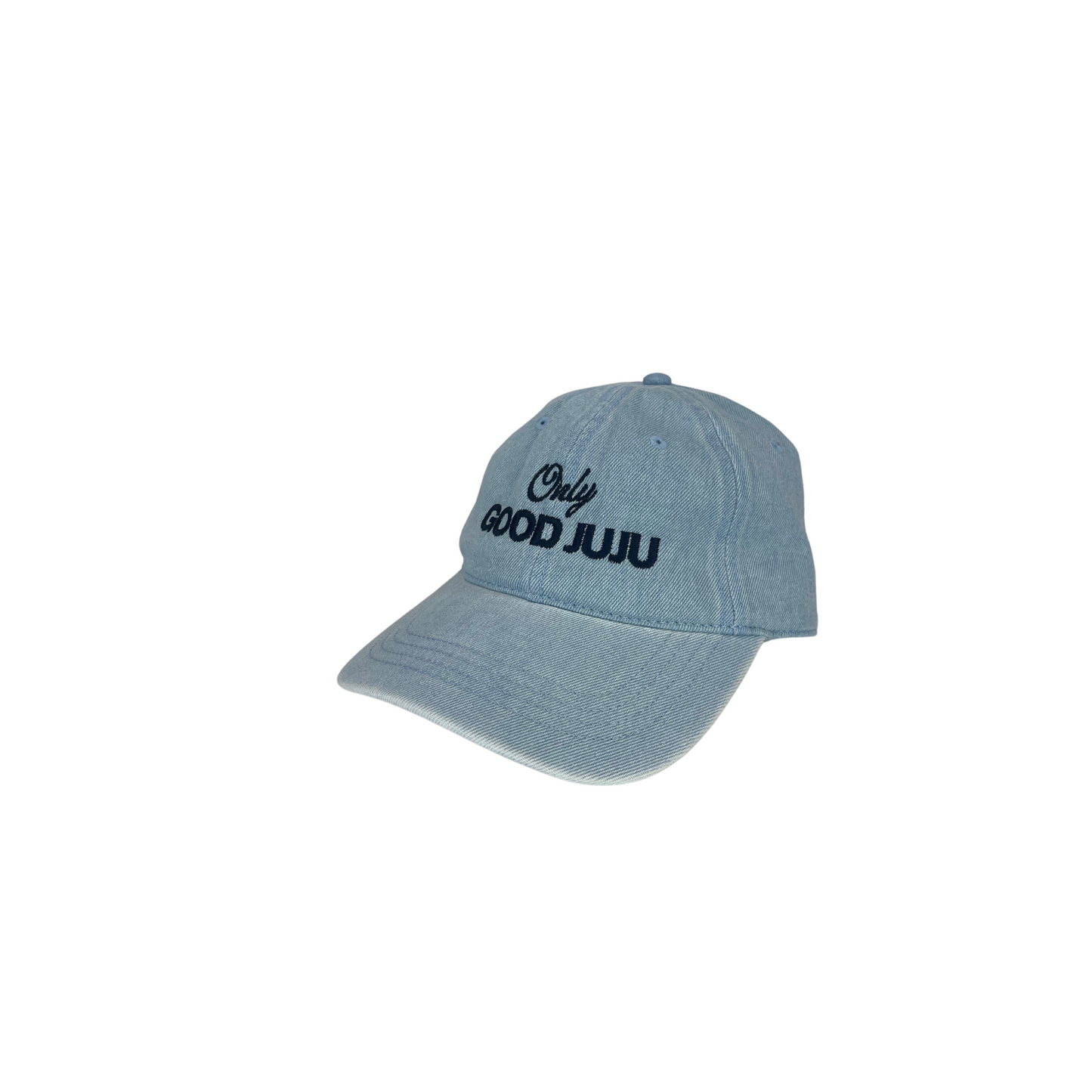 Dad Hat - Black Embroidery and Distressed Jean