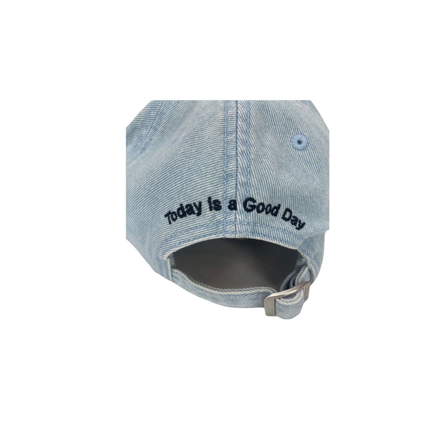 Dad Hat - Black Embroidery and Distressed Jean