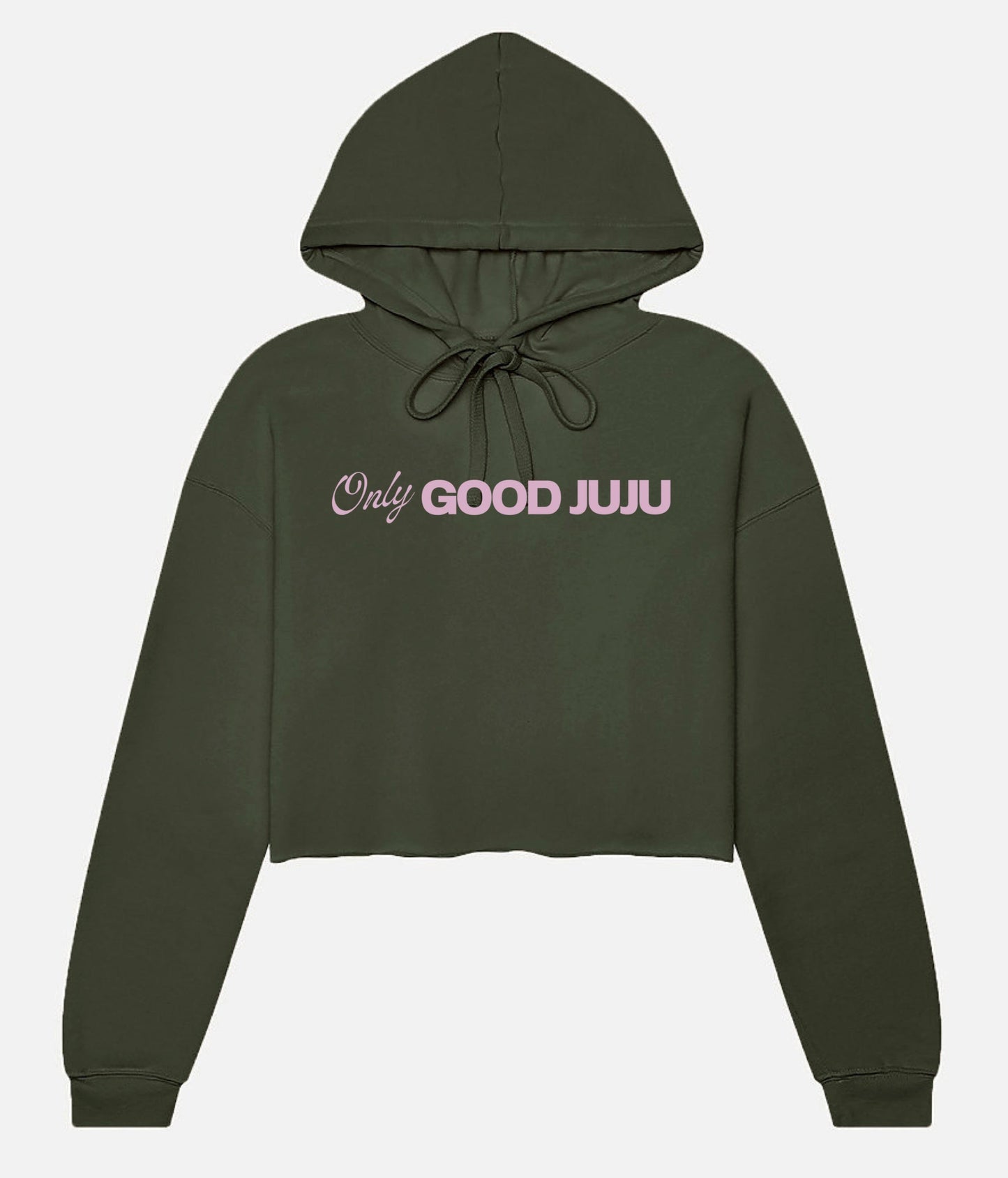 Cropped Fleece Hoodie - Hearts, Flower, Peace