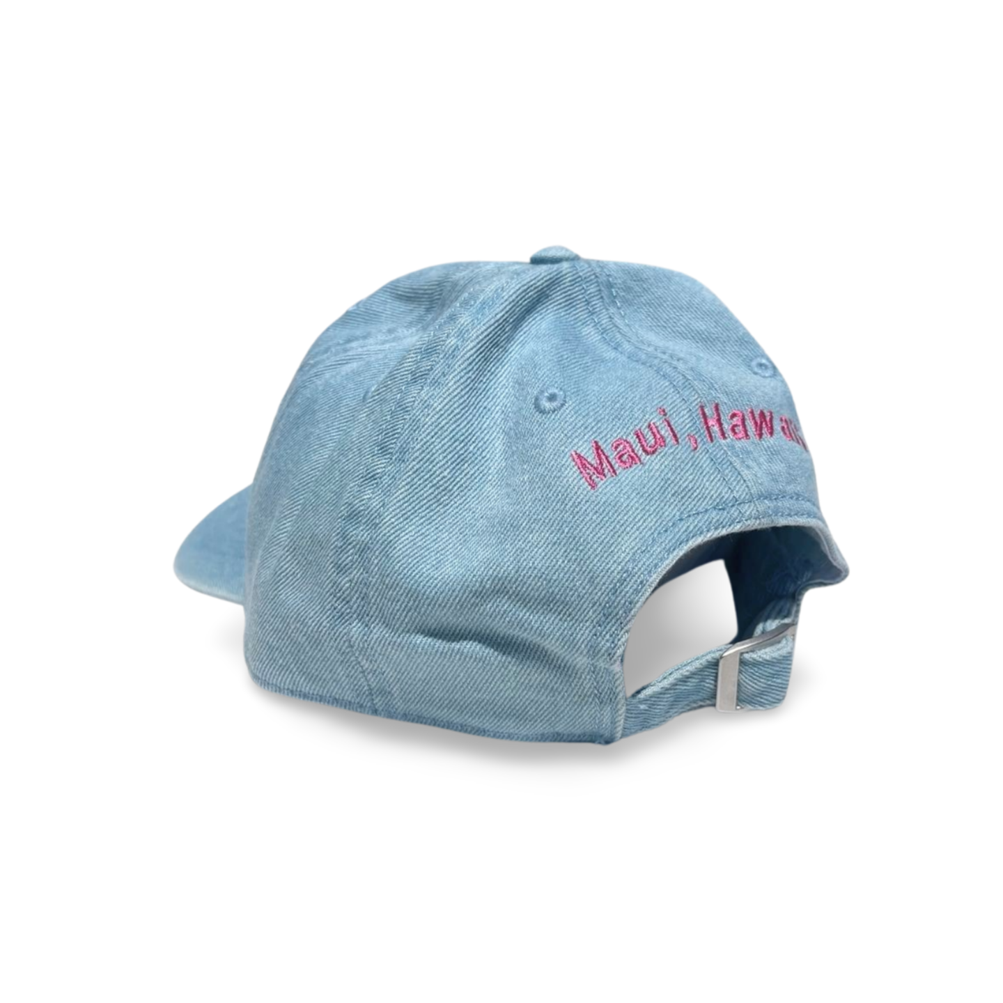 Dad Hat - Pink Embroidery and Distressed Jean