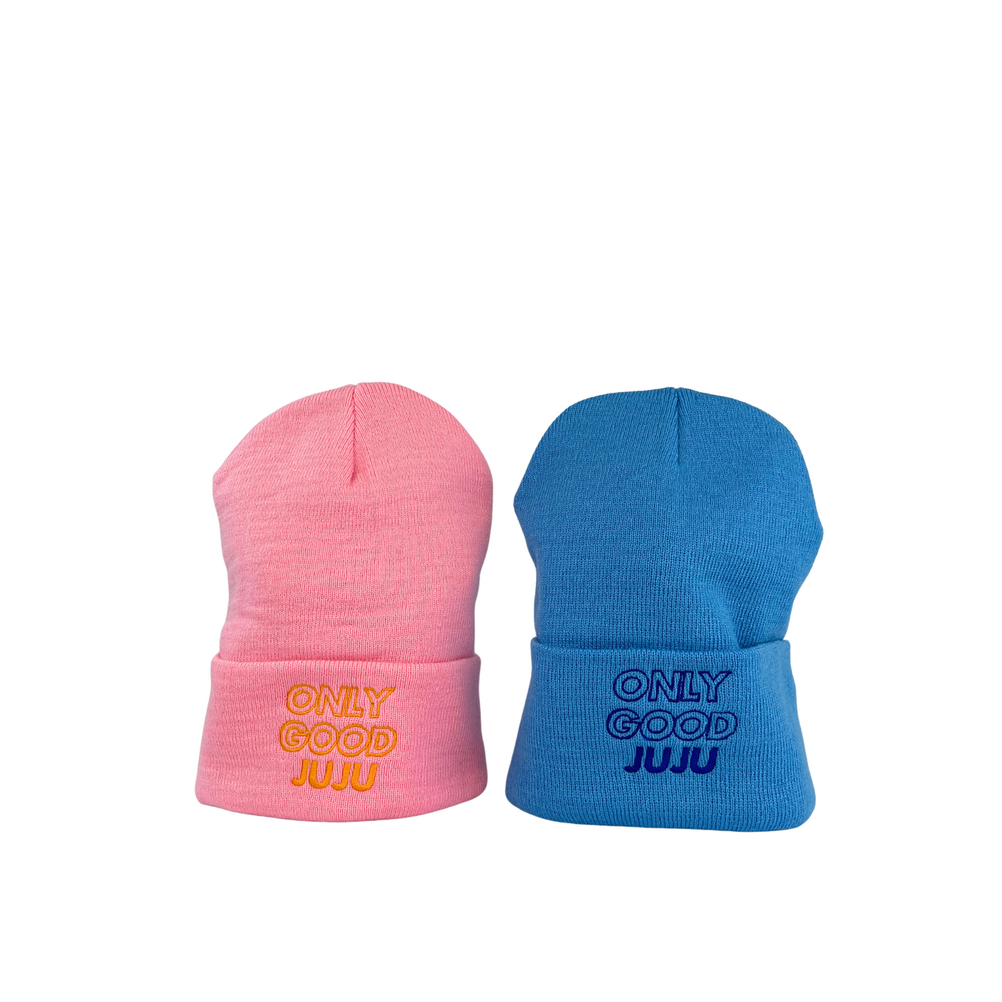 Pink Beanie, Blue Beanie Snowboarding