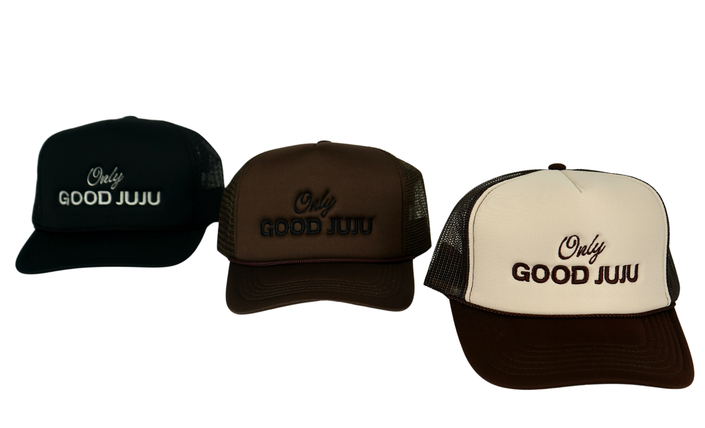 Only Good JuJu Embroidered Trucker Hat