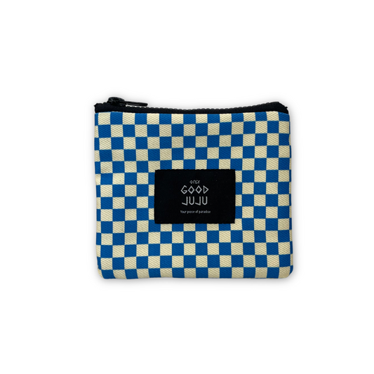 Blue Checkered Coin Bag