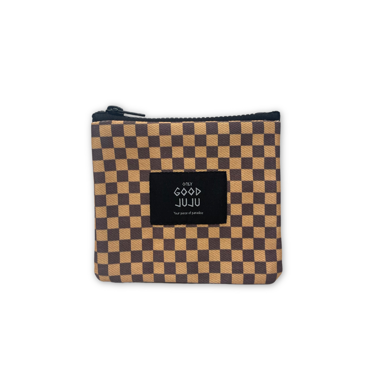 Brown Checkered Coin Bag