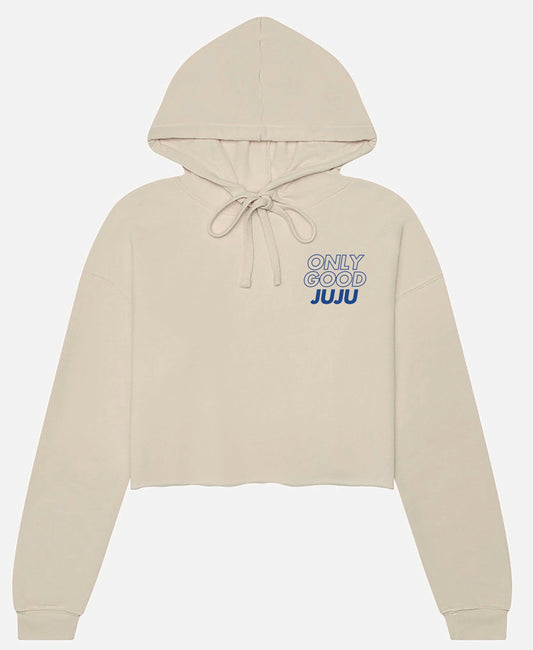 Cream Cropped Fleece Hoodie