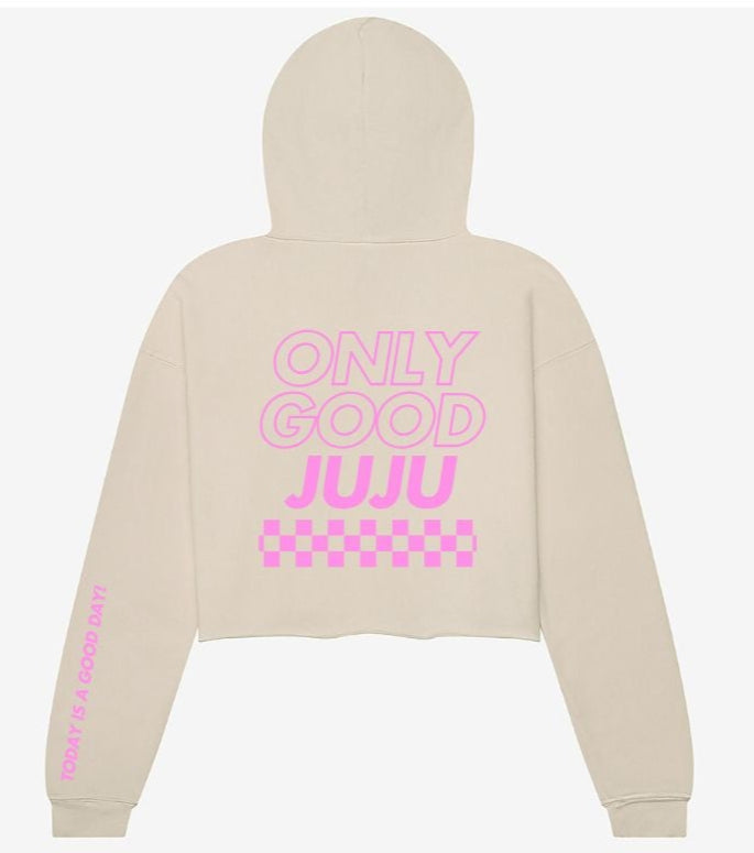 Cropped Fleece Hoodie Checkered Outline – Only Good JuJu