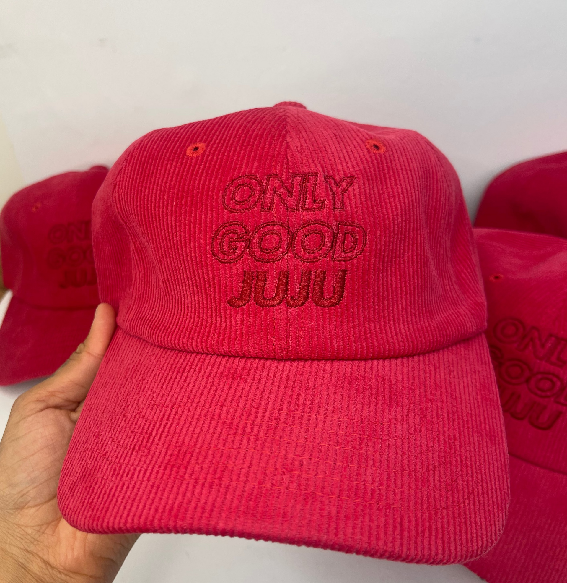 Baseball Hat - Red Corduroy – Only Good JuJu